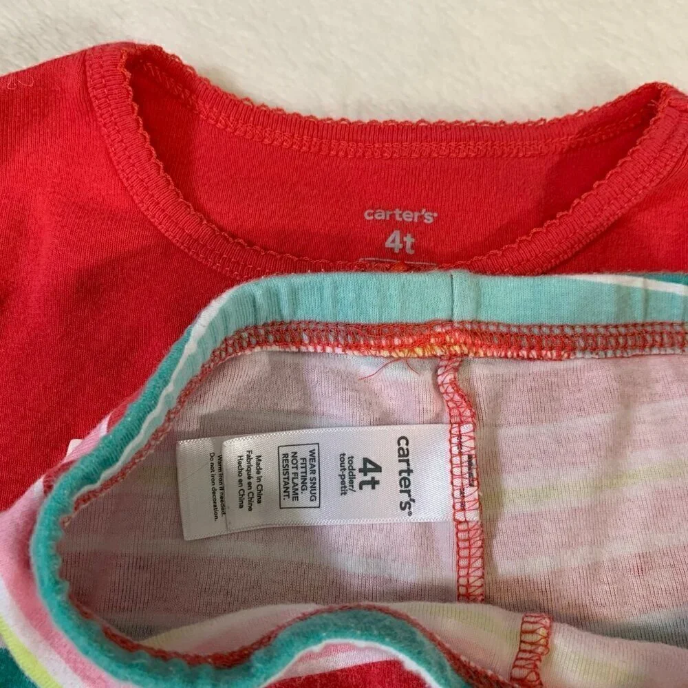5/$25 Carter's Girls 4T‎ Woke Up In Paradise Red Toucan Pajama Set Shorts